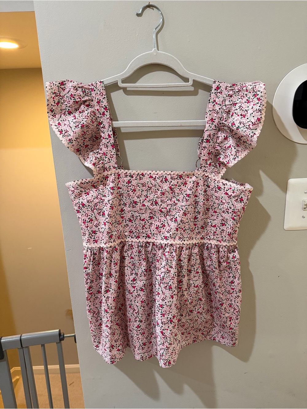 Pink Lily Pink Floral Ruffle Tank Top